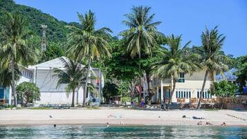 On the beach, snorkelling