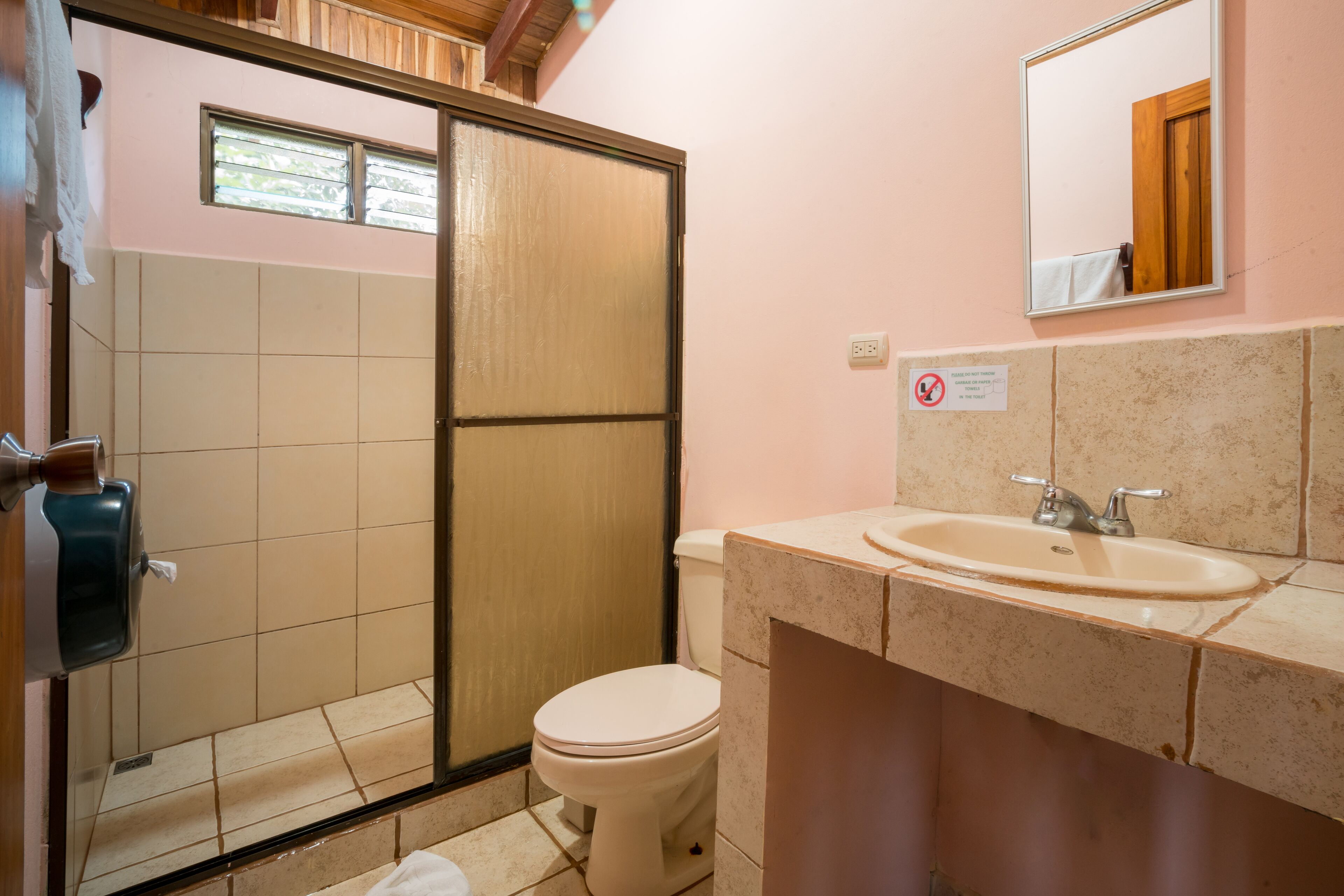 standard quadruple room | bathroom | shower, free toiletries, hair dryer, towels