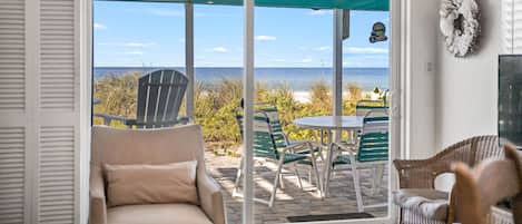 Deluxe Villa, 2 Bedrooms, Beach View, Beachfront | Living area | Flat-screen TV