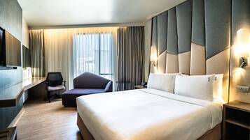 In-room safe, desk, laptop workspace, blackout drapes