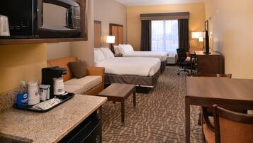 Desk, blackout curtains, iron/ironing board, cots/infant beds