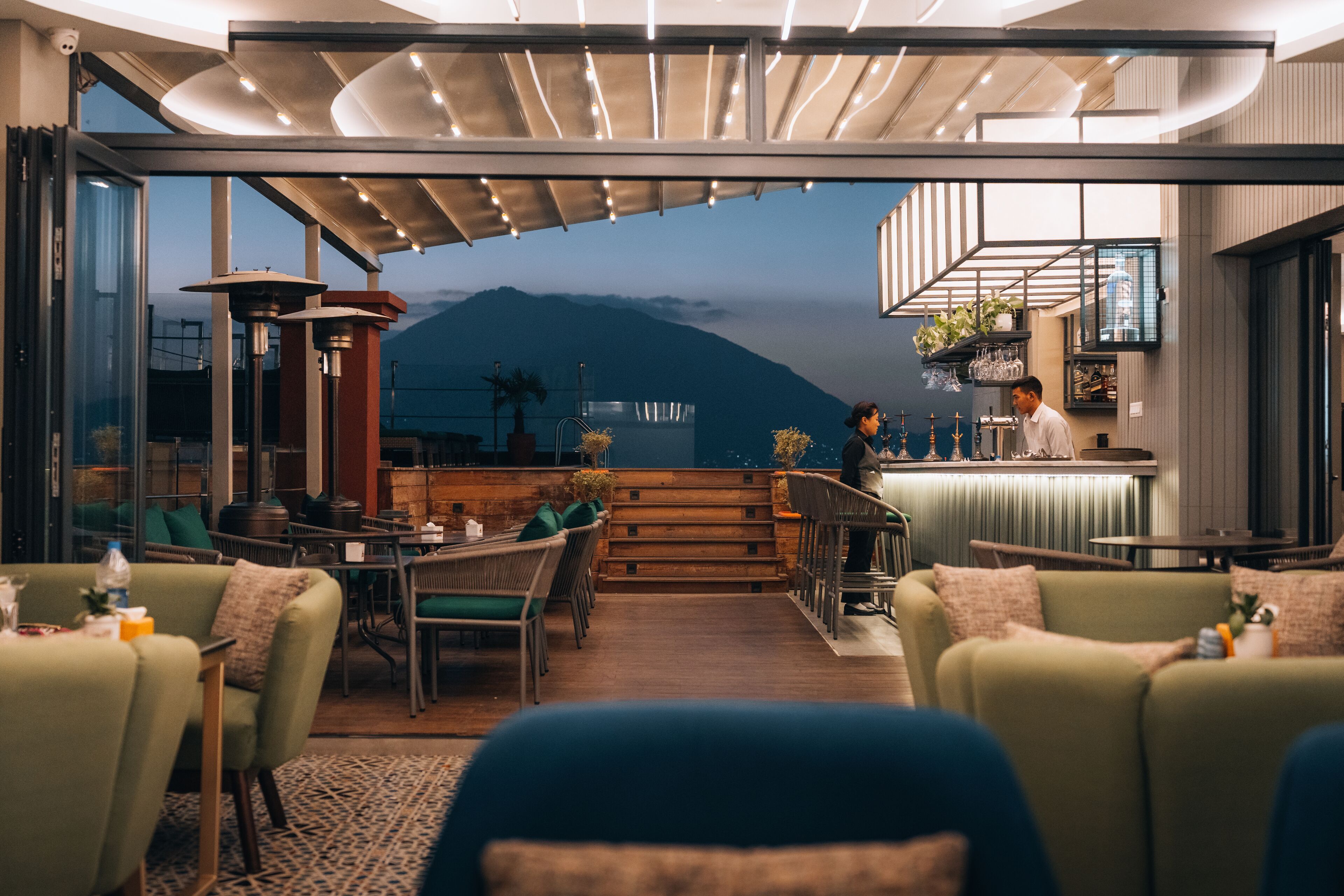 Outdoor pool, pool loungers