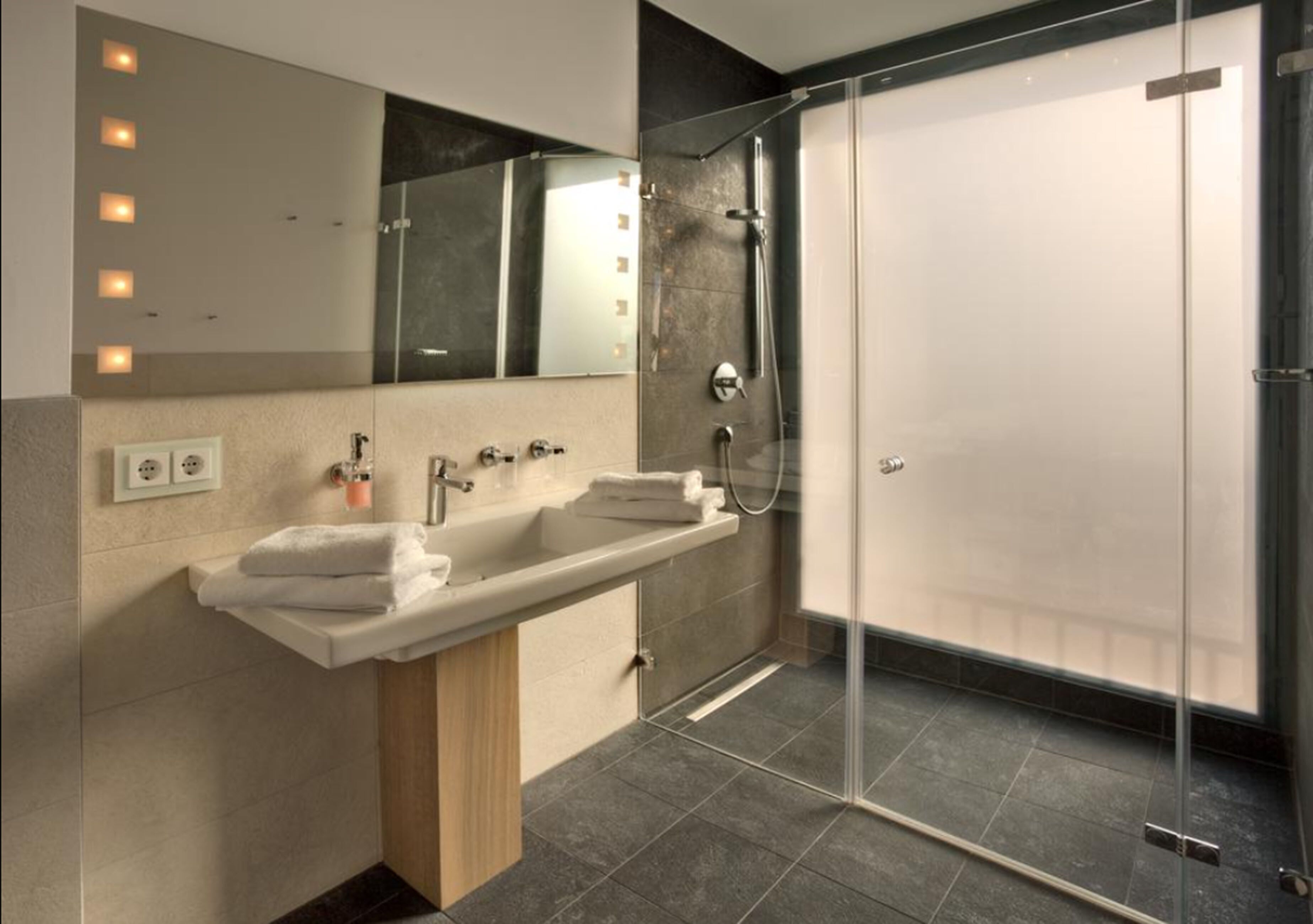 shower, free toiletries, hair dryer, bathrobes