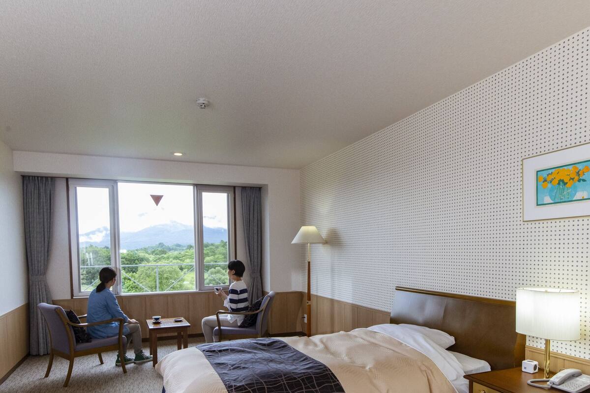 Chambre avec lits jumeaux, non-fumeurs, salle de bains commune