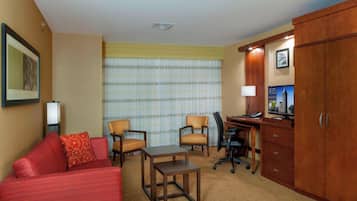 Premium bedding, memory foam beds, in-room safe, desk