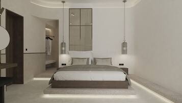 Roupas de cama premium, frigobar, cofres nos quartos