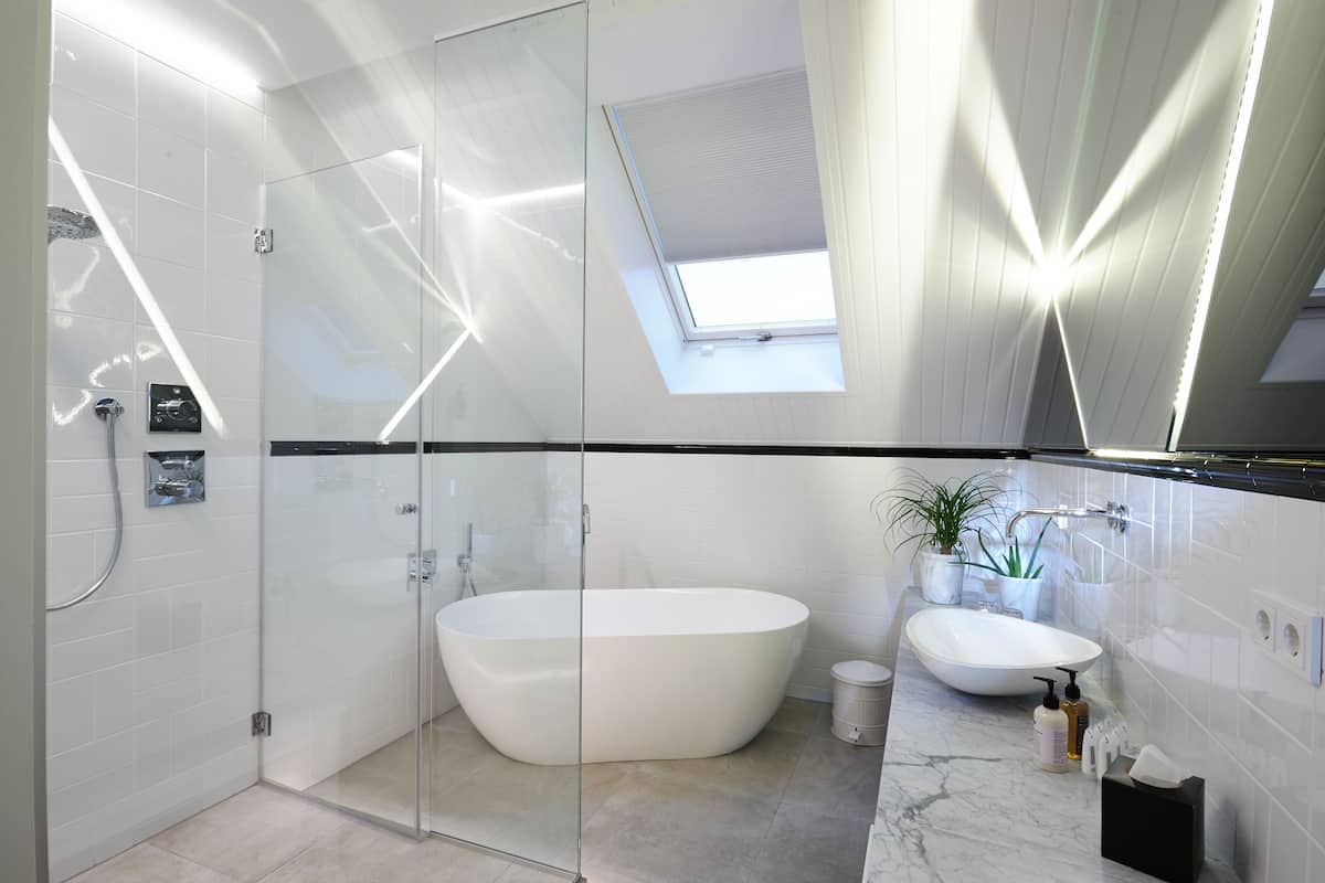 shower, designer toiletries, hair dryer, bathrobes