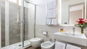 Free toiletries, hair dryer, bidet, towels
