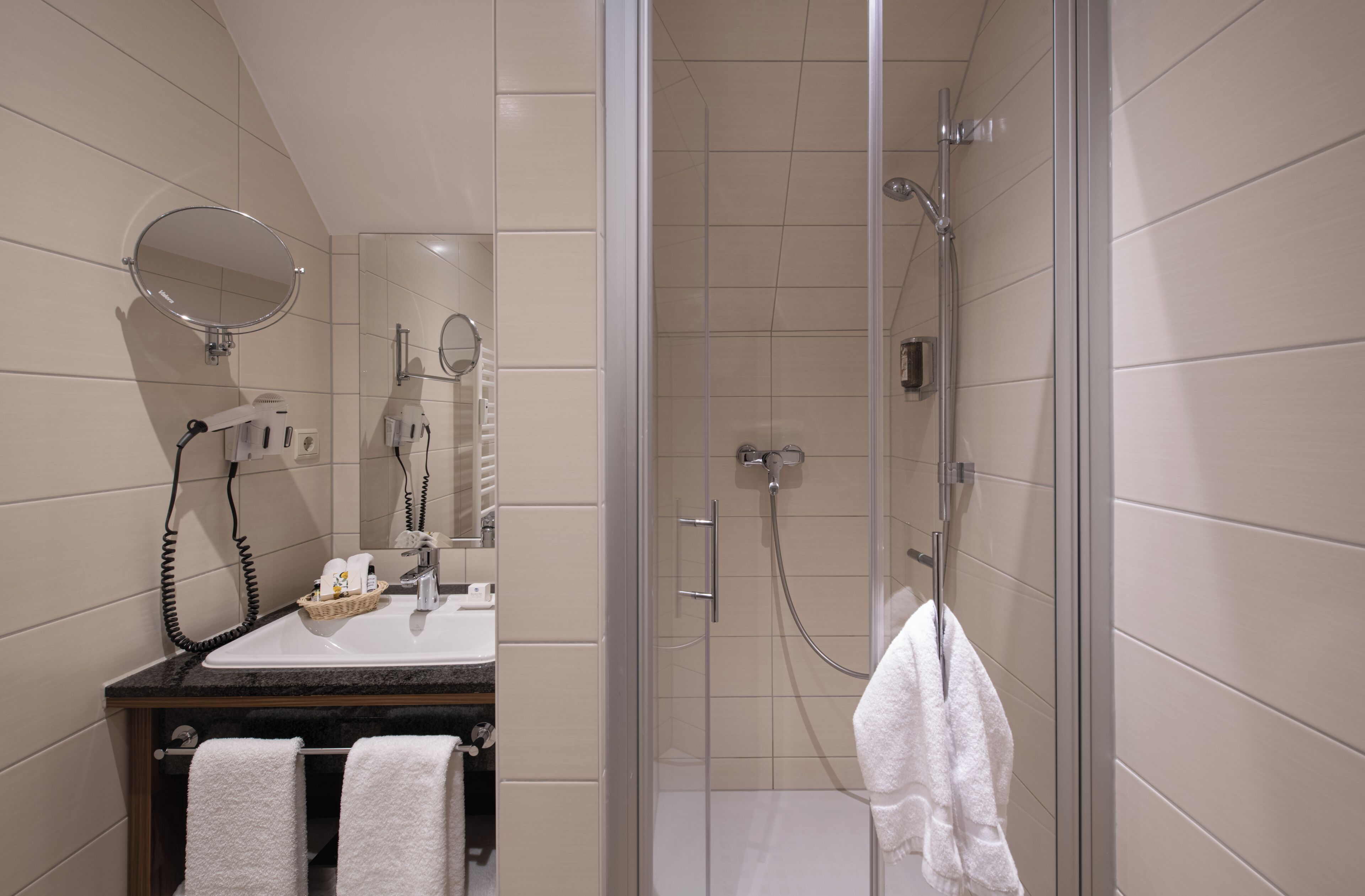 free toiletries, hair dryer, bathrobes, slippers