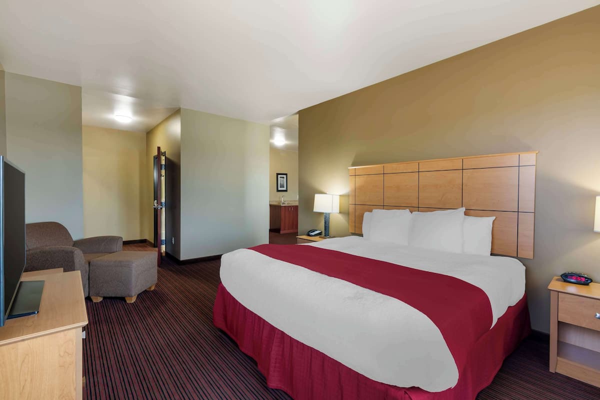 suite, 1 king bed, non smoking, refrigerator & microwave | desk, laptop workspace, iron/ironing board, free cots/infant beds