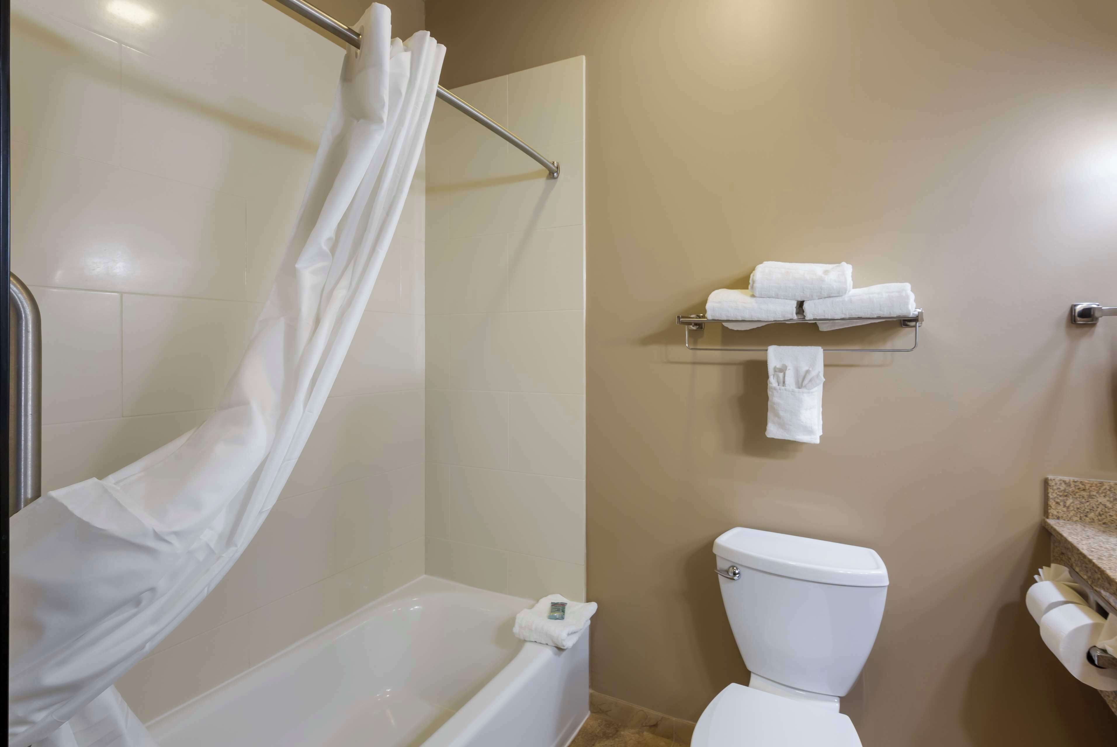 free toiletries, hair dryer, towels