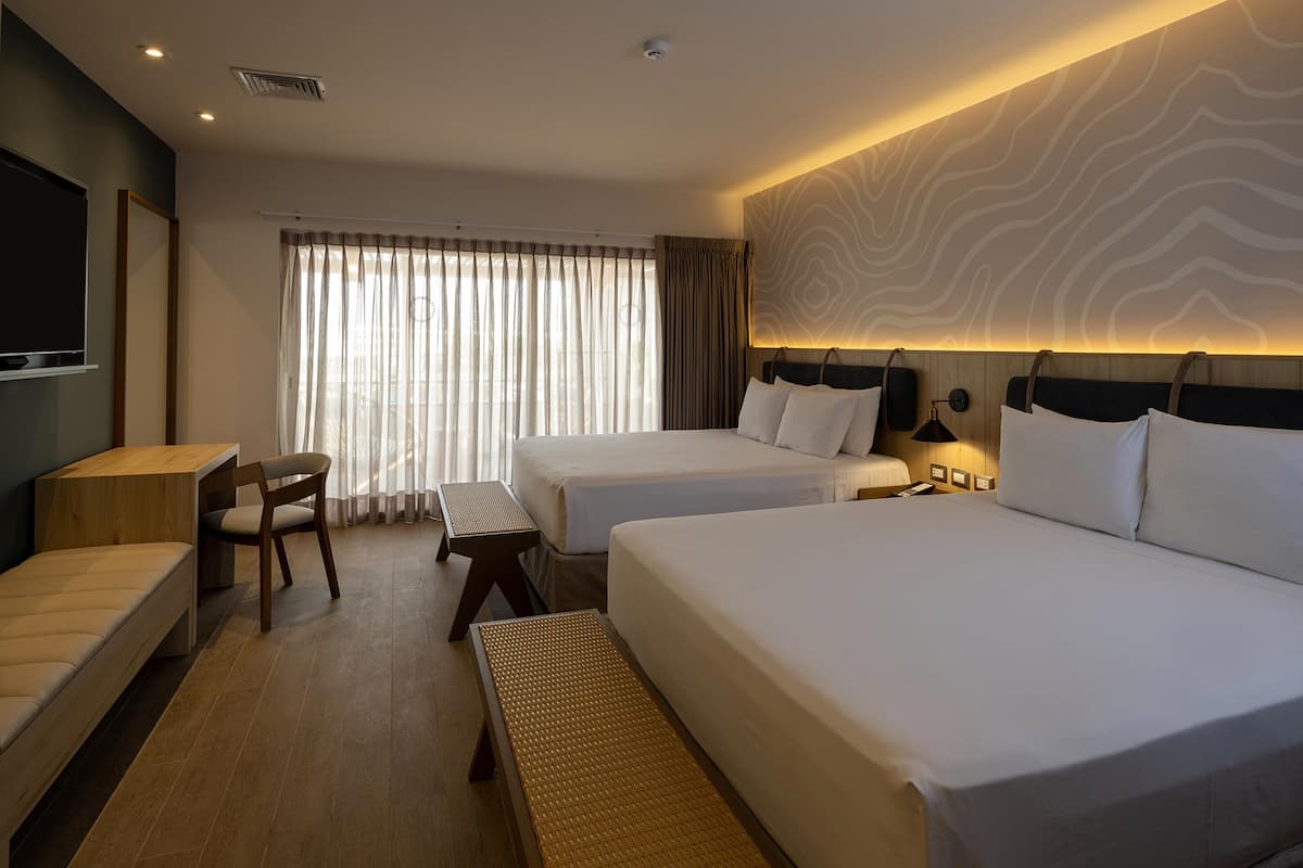 Junior Suite, 2 Queen Beds | In-room safe, desk, free WiFi, bed sheets