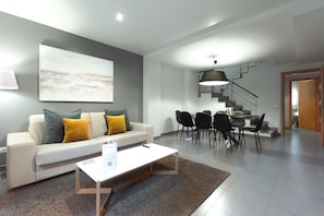 Apartment, 4 Bedrooms, Terrace | Living area | LCD TV, DVD player