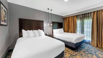 Suite, 2 Queen Beds, Non Smoking, Refrigerator & Microwave | Pillowtop beds, desk, laptop workspace, iron/ironing board