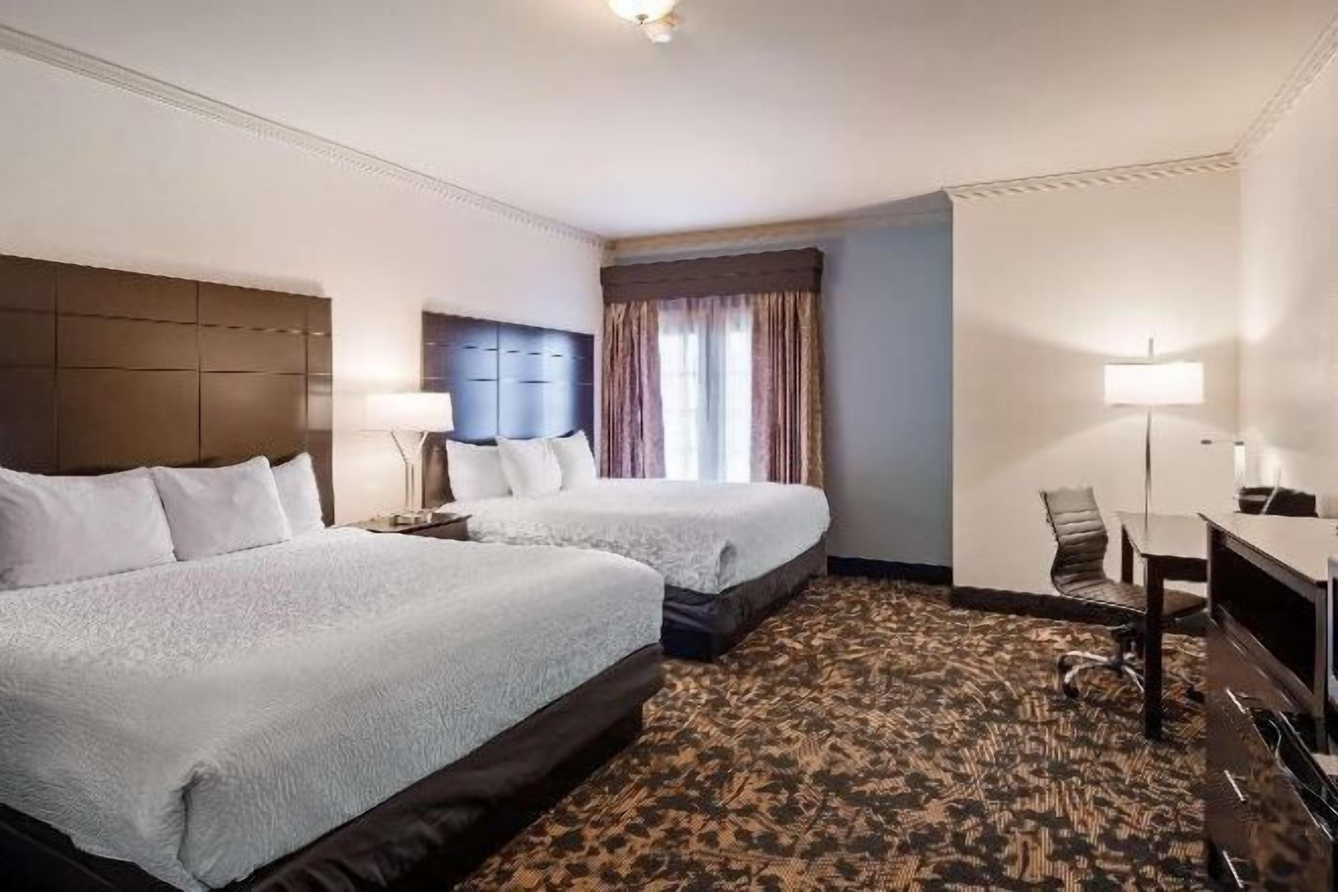 Pillowtop beds, desk, laptop workspace, iron/ironing board