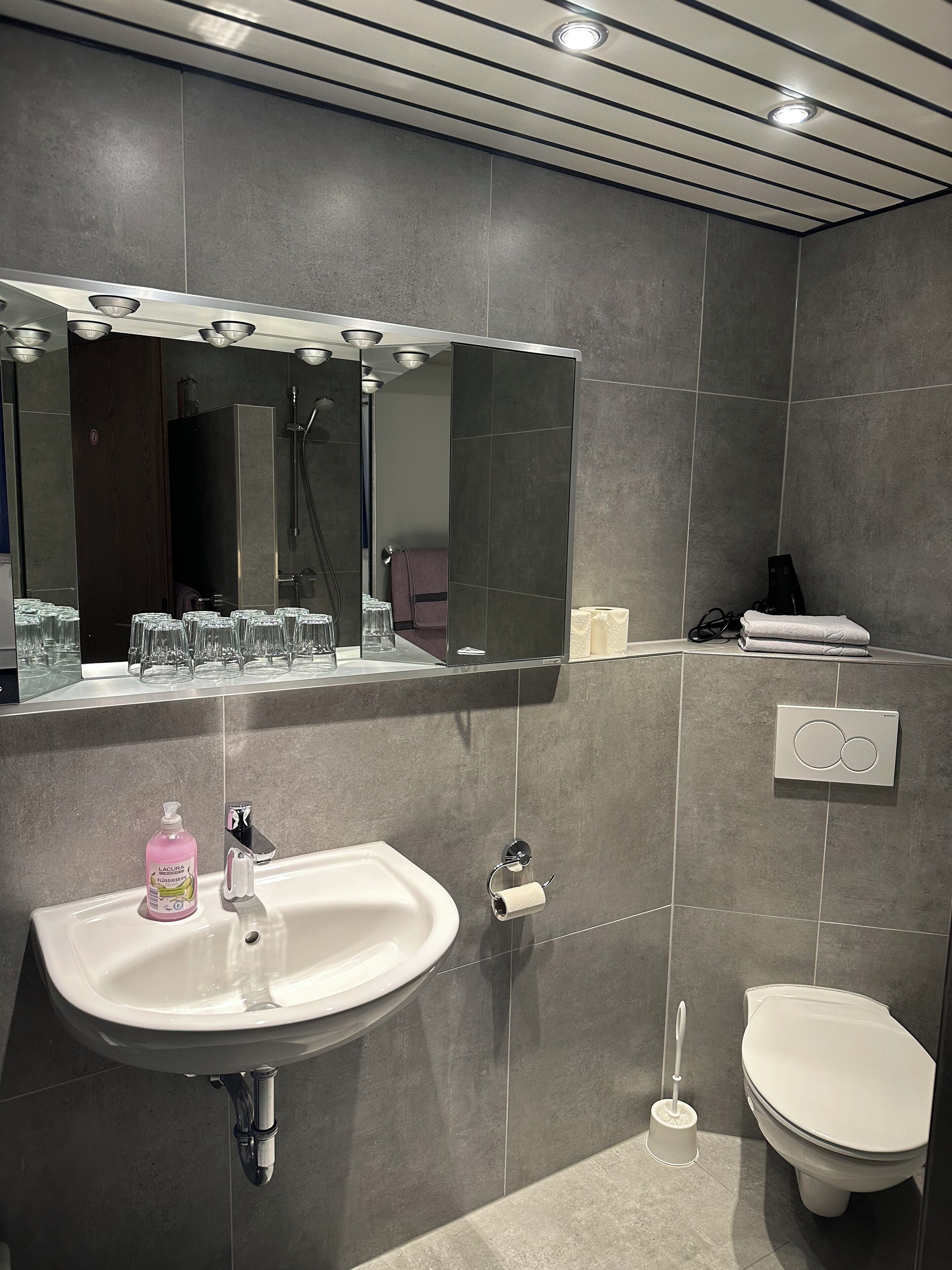 quadruple room | bathroom | shower, hair dryer, towels