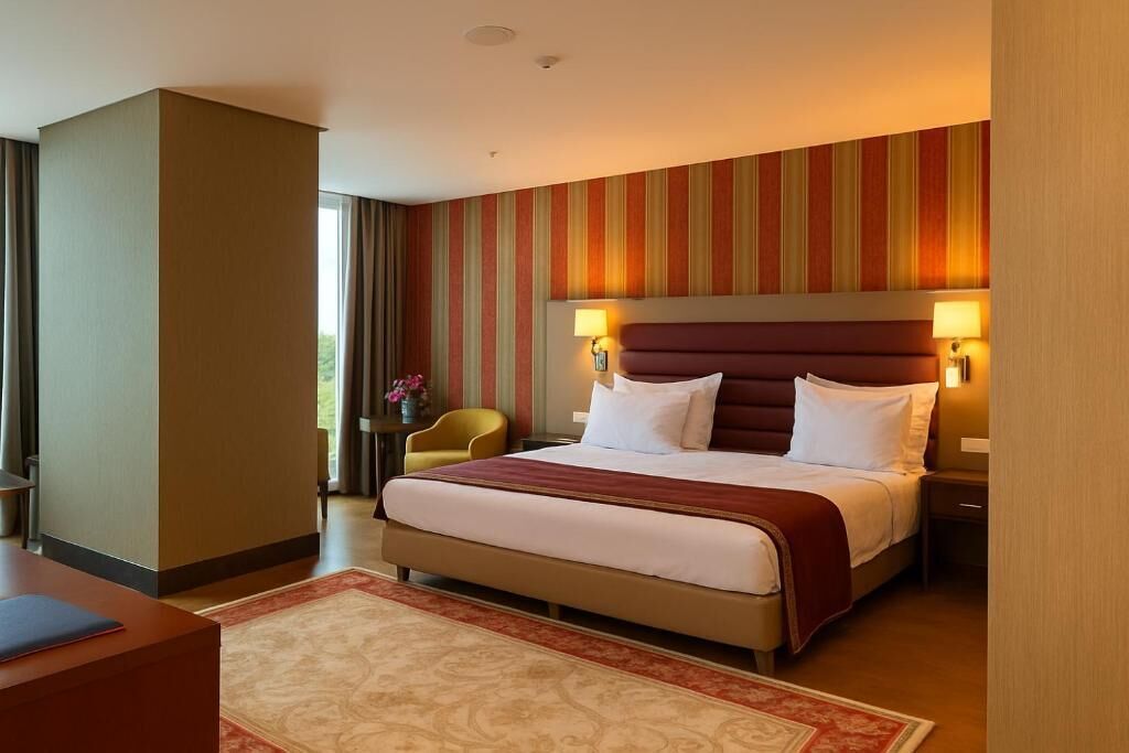 Habitación Deluxe doble (Bosphorus View) | Minibar, caja fuerte, escritorio y tabla de planchar con plancha