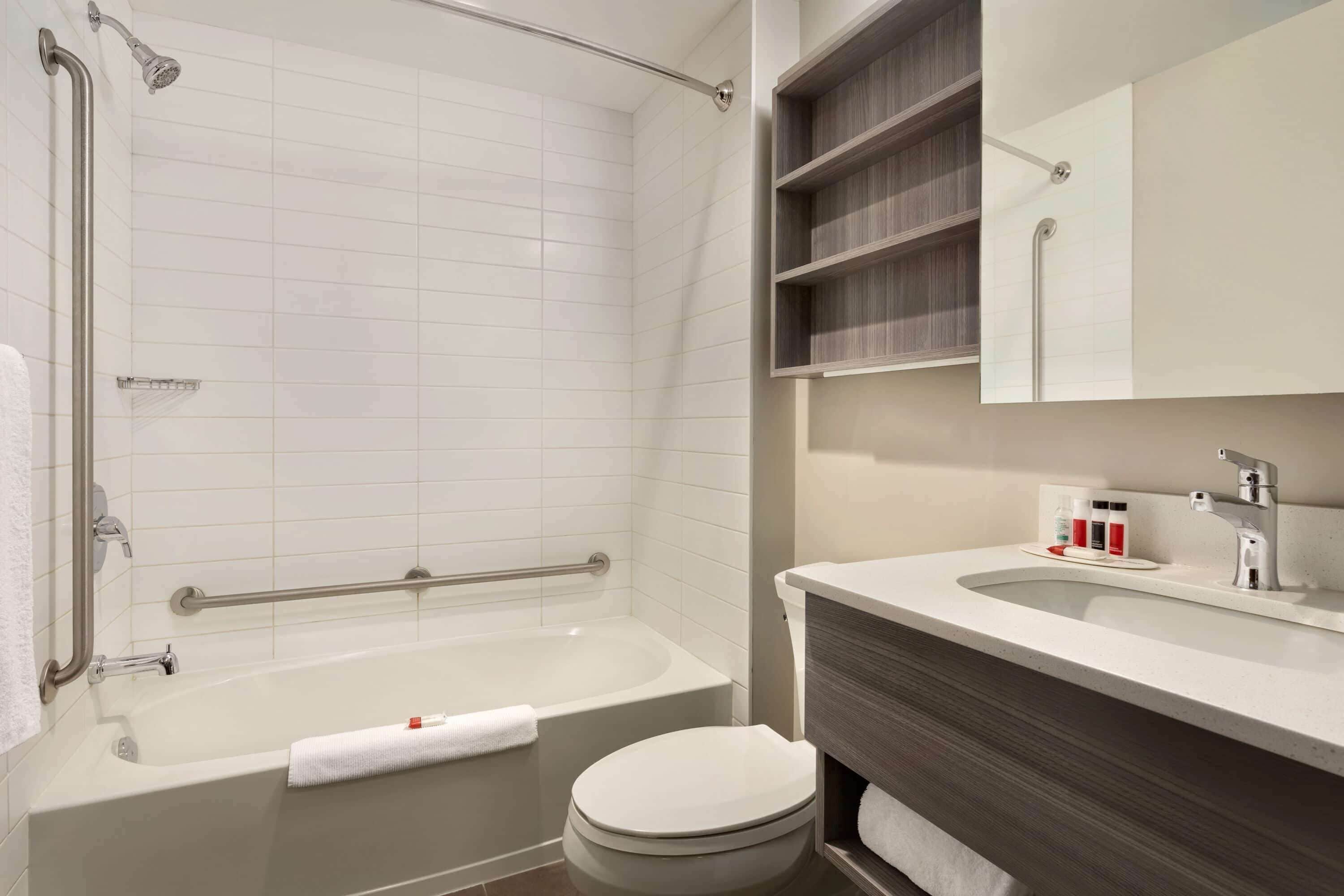 suite, 1 bedroom, non smoking (1 queen bed) | bathroom | shower, rainfall showerhead, free toiletries, hair dryer