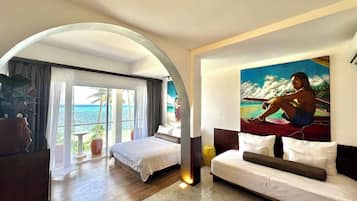 Premier Triple Room, Balcony, Ocean View | Premium bedding, down duvets, pillow-top beds, in-room safe