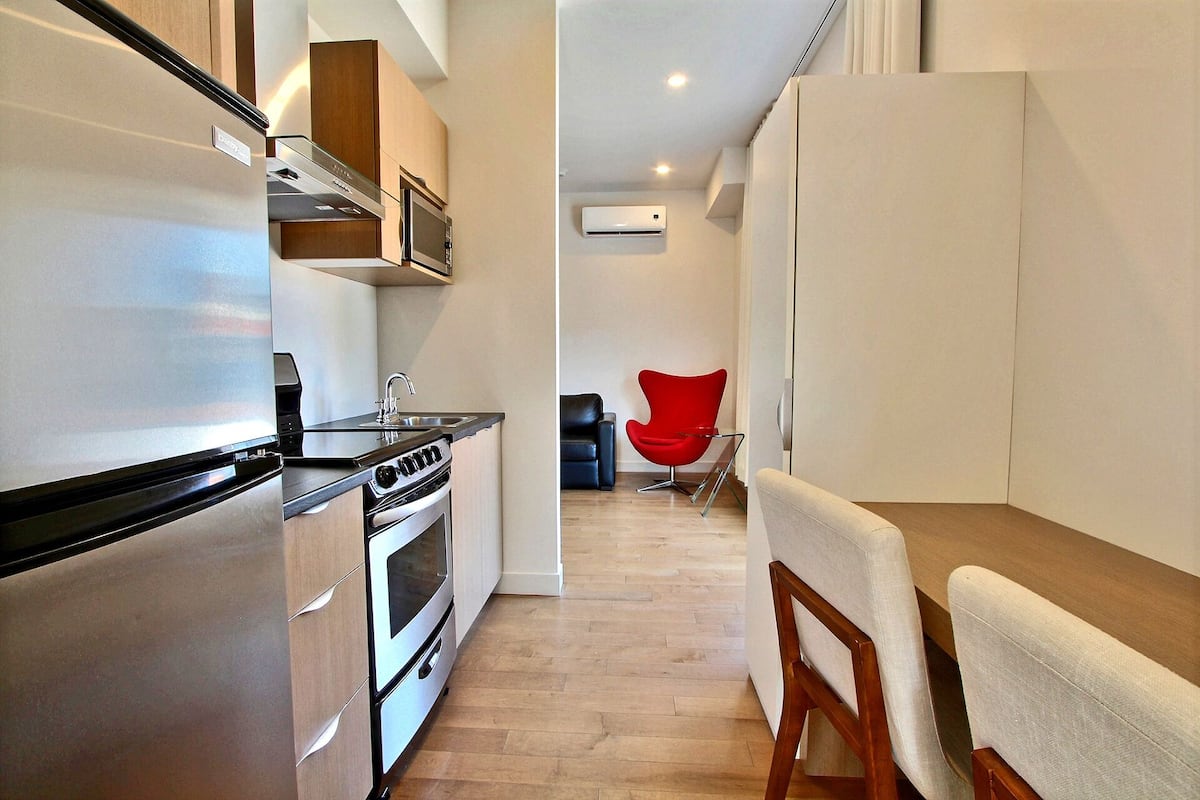 studio, 1 queen bed with sofa bed, kitchenette | private kitchen | fridge, espresso maker