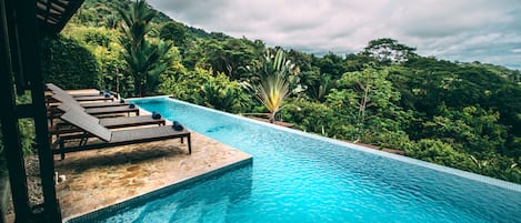 Outdoor pool, sun loungers