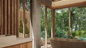Shower, rainfall showerhead, free toiletries, hair dryer - Tiki Villas Rainforest Lodge & Spa (Bahía Ballena)