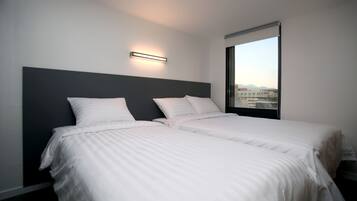 Blackout curtains, free WiFi, bed sheets