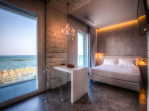 Frette Italian sheets, down duvets, Select Comfort beds, in-room safe