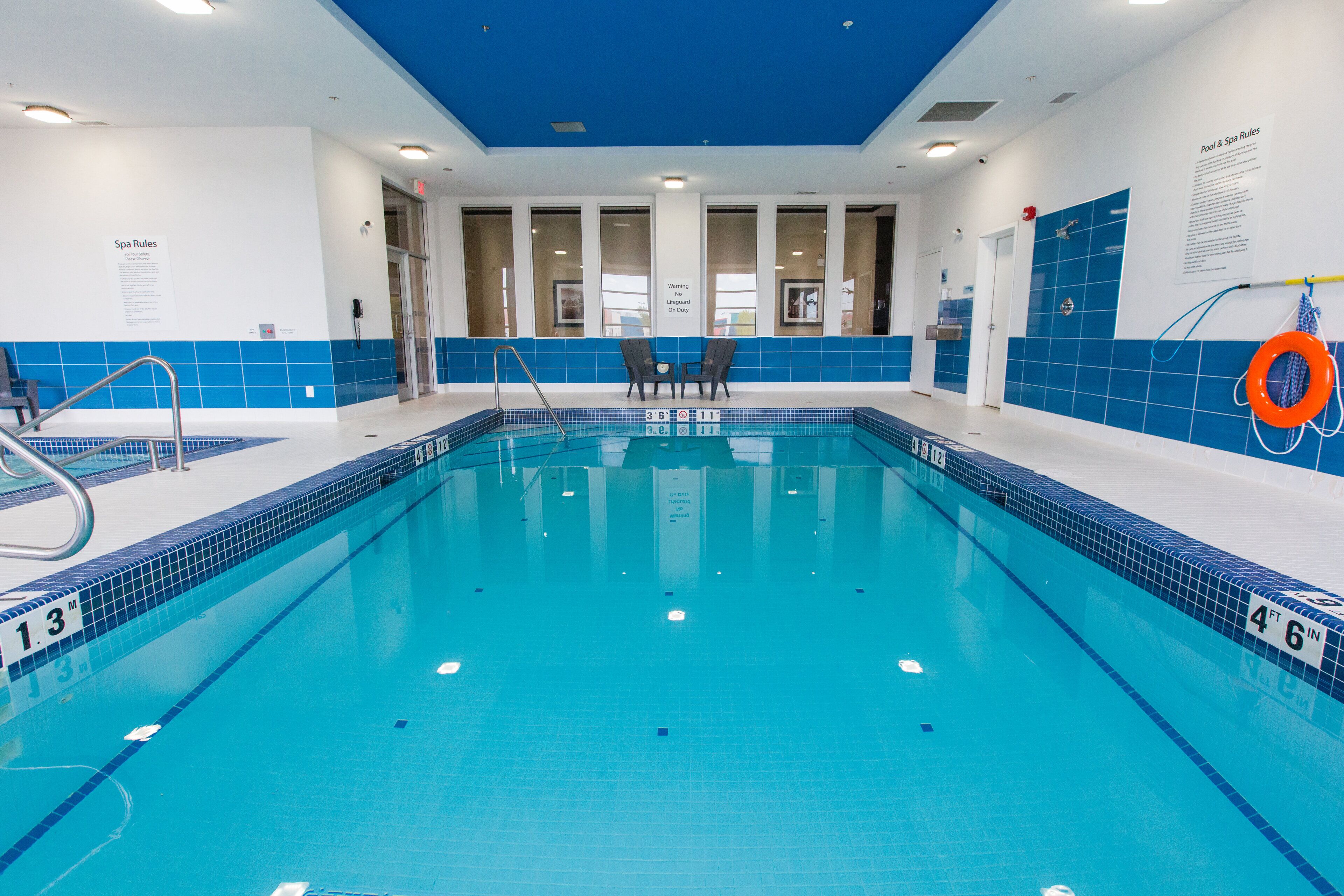 indoor pool, open 5:30 am to 10:00 pm, pool loungers