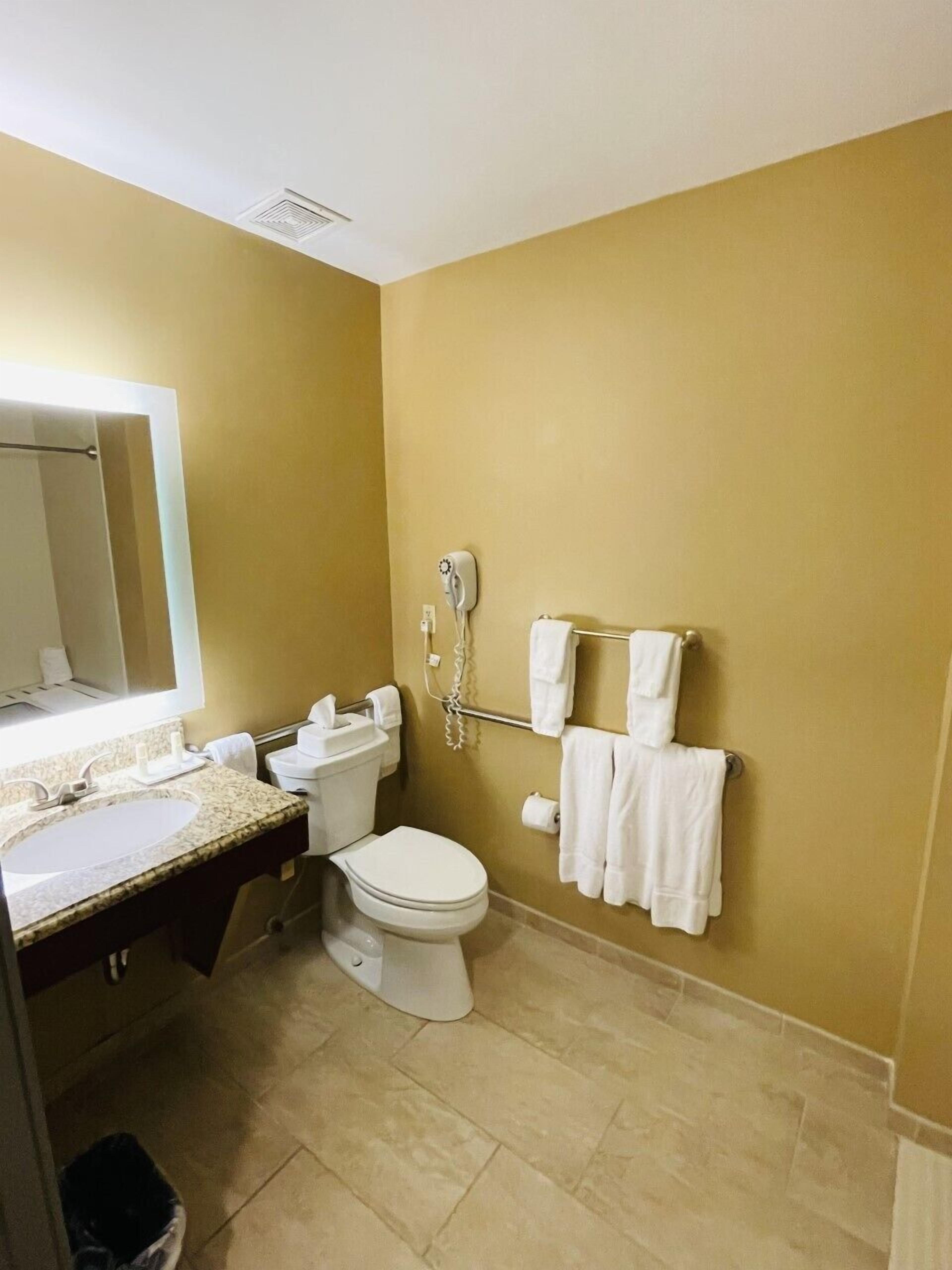 deluxe double room, accessible | bathroom | combined shower/bathtub, free toiletries, hair dryer, towels