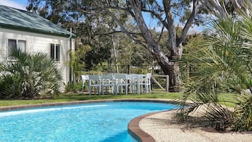 Outdoor pool, sun loungers