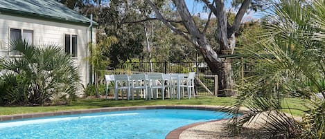 Outdoor pool, sun loungers