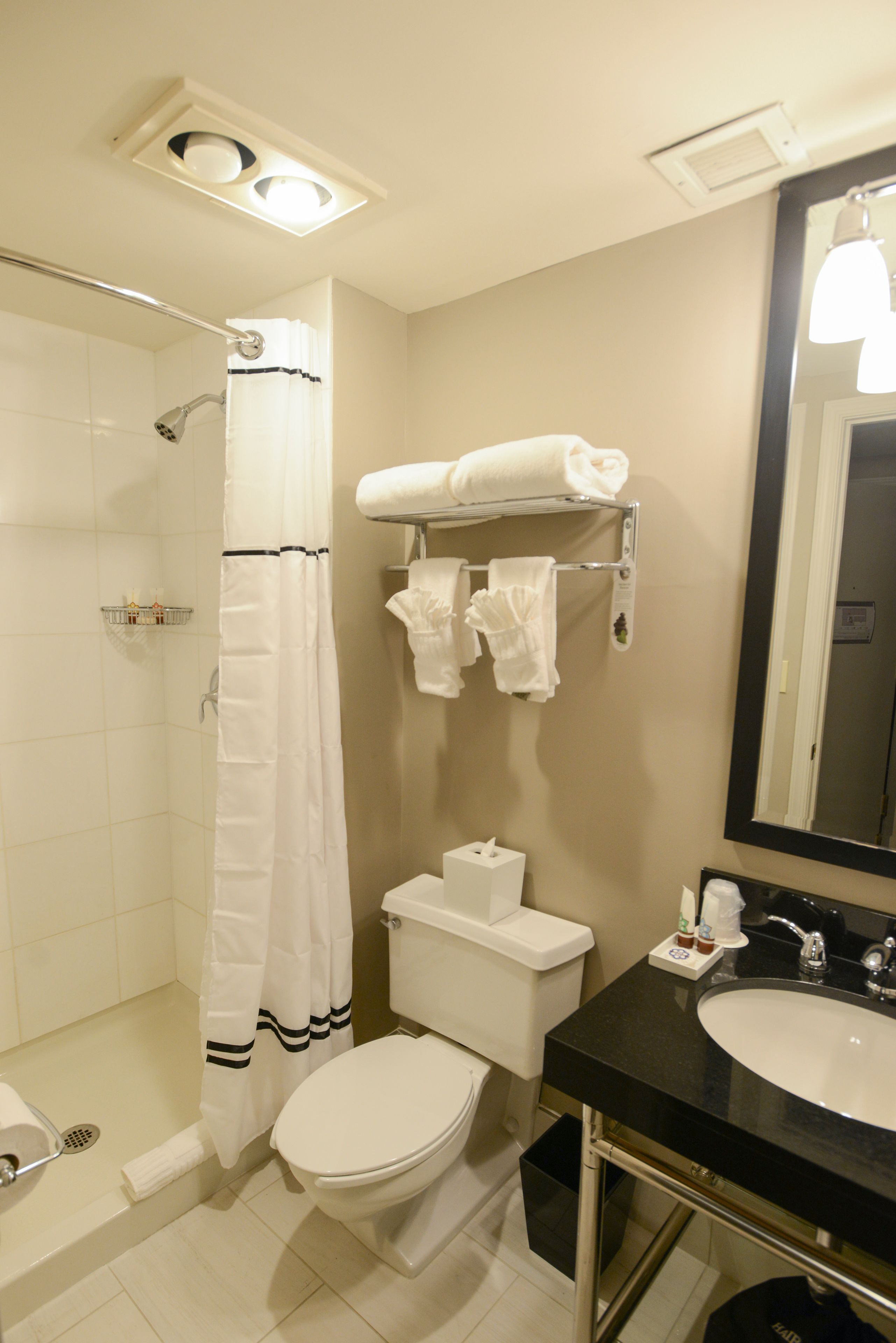 free toiletries, hair dryer, bathrobes, towels