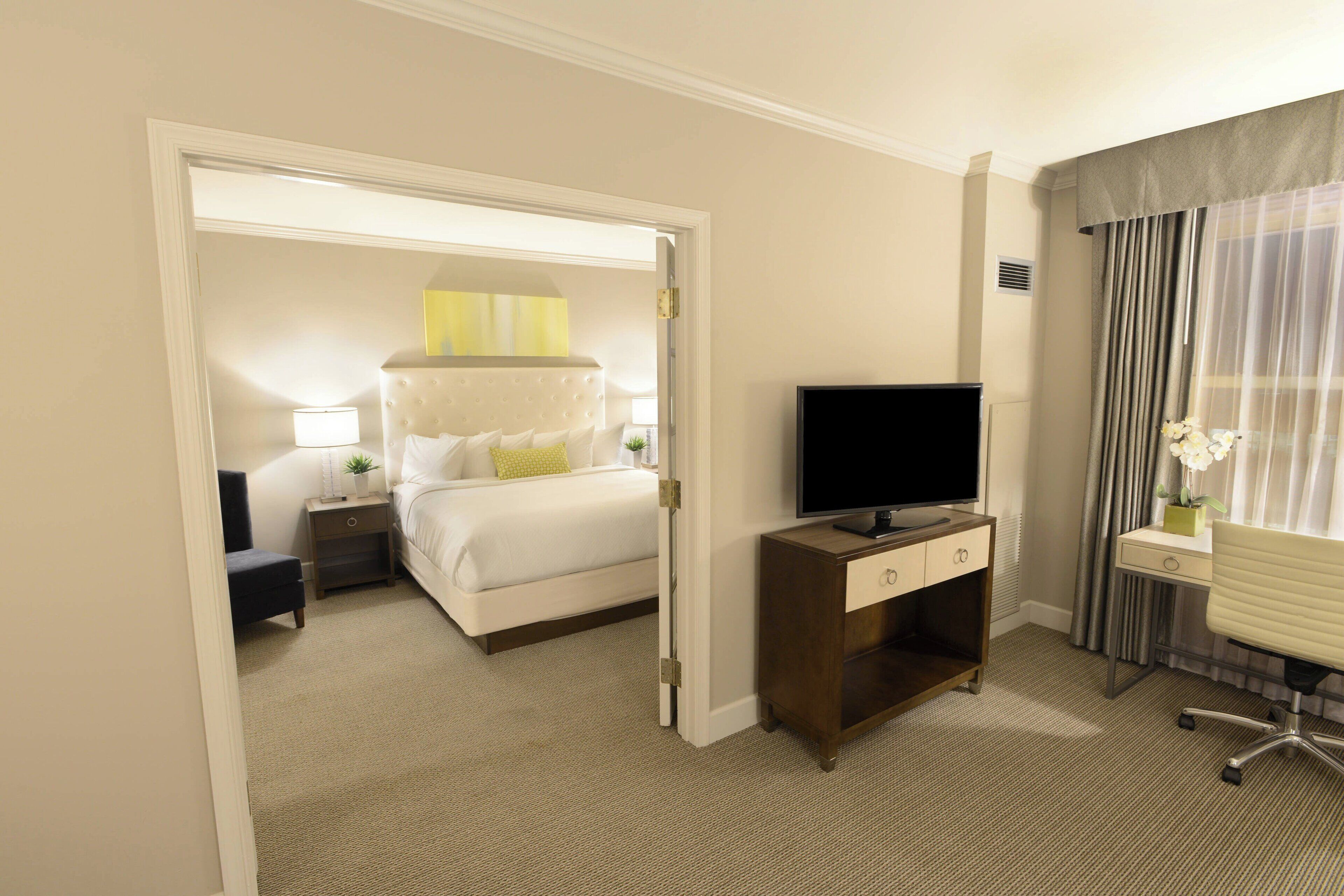 Premium bedding, pillow-top beds, in-room safe, desk