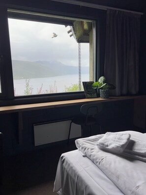 Escritorio, sistema de insonorización, wifi gratis y ropa de cama 
