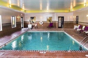 Indoor pool, open 8 AM to 11 PM, pool loungers