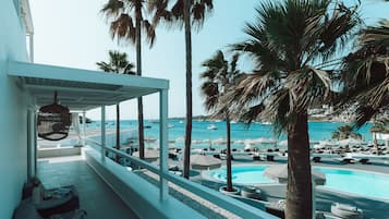 Studiosvit Junior - 1 kingsize-säng med bäddsoffa - havsutsikt | Utsikt mot havet/stranden