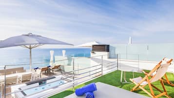 Deluxe-Penthouse, 2Â Schlafzimmer, Whirlpool, Meerblick | Eigener Whirlpool