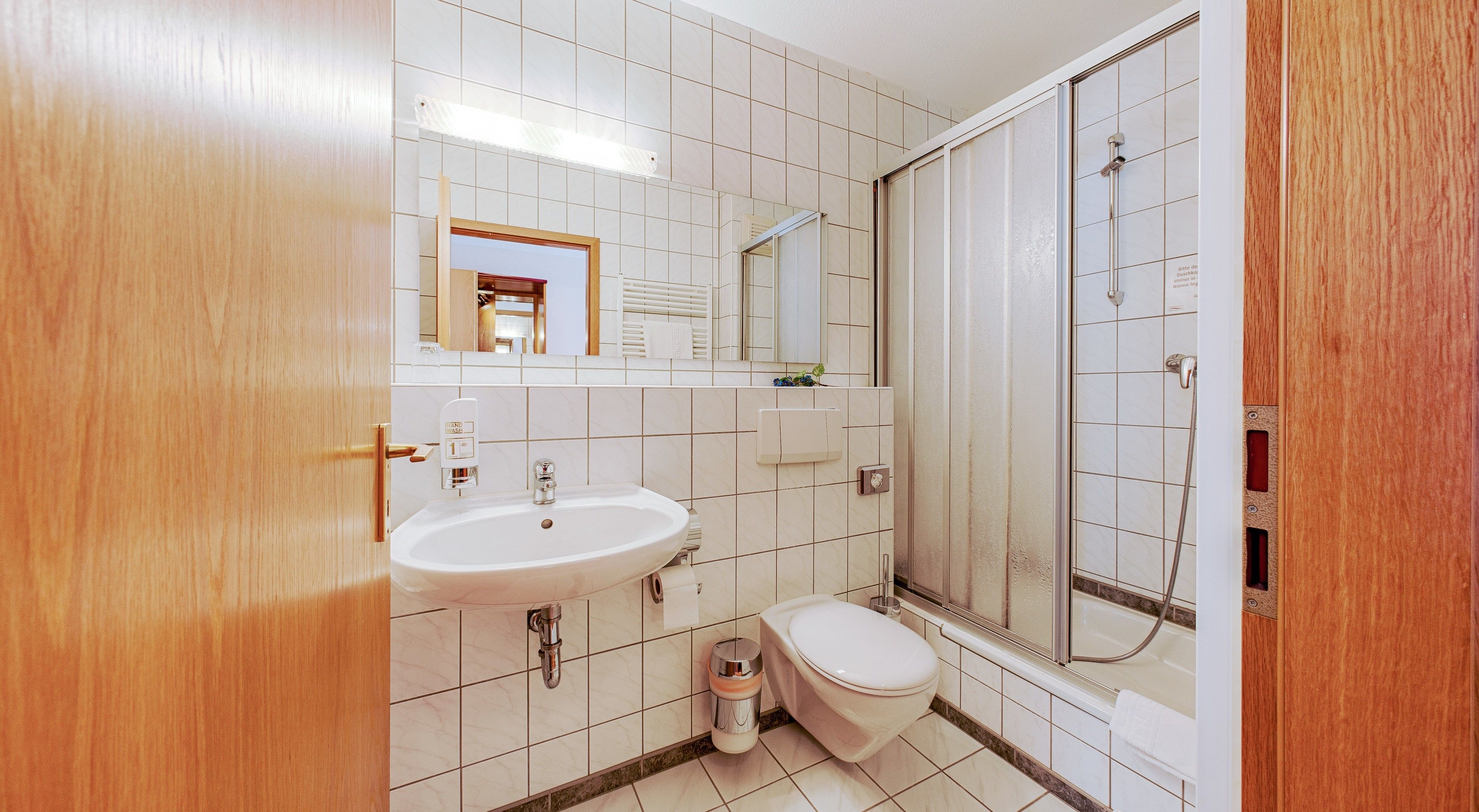 single room | bathroom | shower, hair dryer, towels