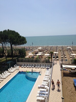 Outdoor pool, pool loungers