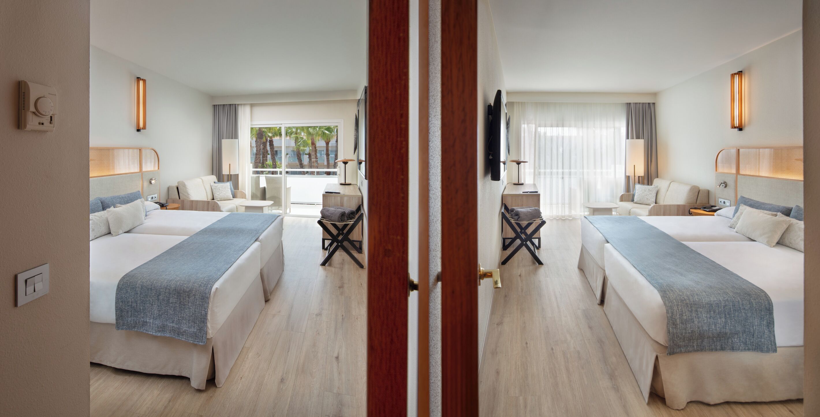 高档床上用品、客房内保险箱、办公桌、遮光窗帘