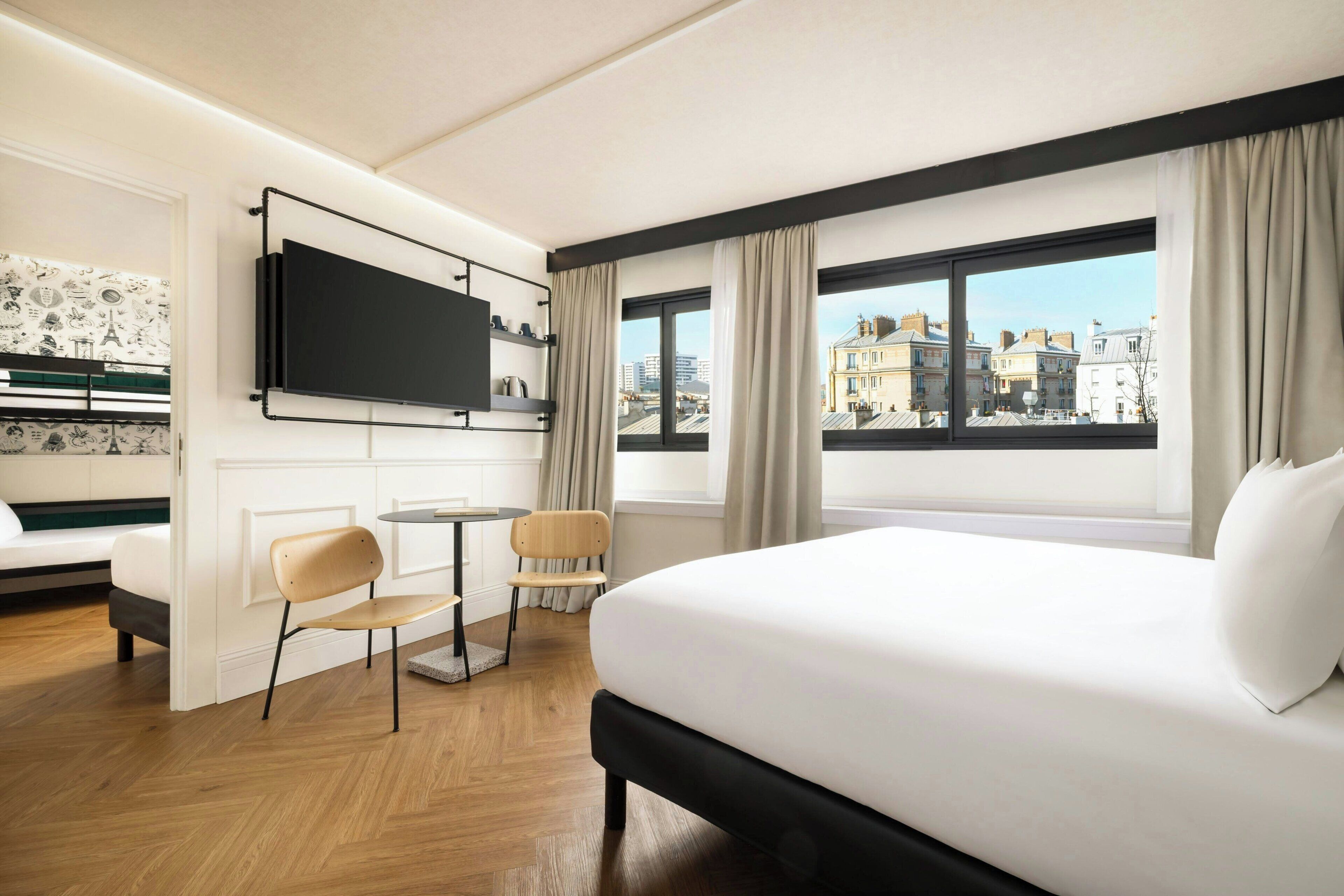 Family Room Mega, 1 Queen, 1 Twin, 2 Bunks | Blackout drapes, iron/ironing board, free WiFi, bed sheets