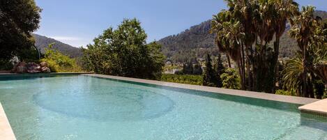 Outdoor pool, pool loungers