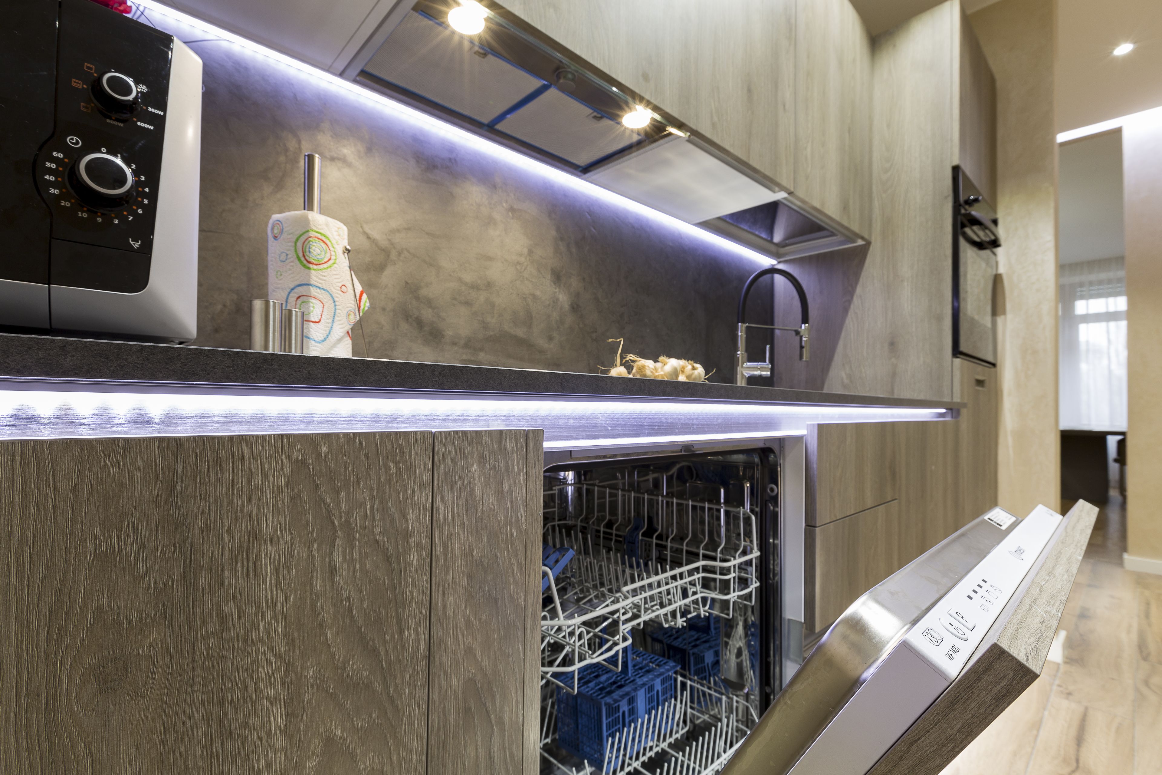 Apartament exclusiu, 1 dormitori | Cuina privada | Frigorífic, microones, rentaplats i cafetera i tetera 