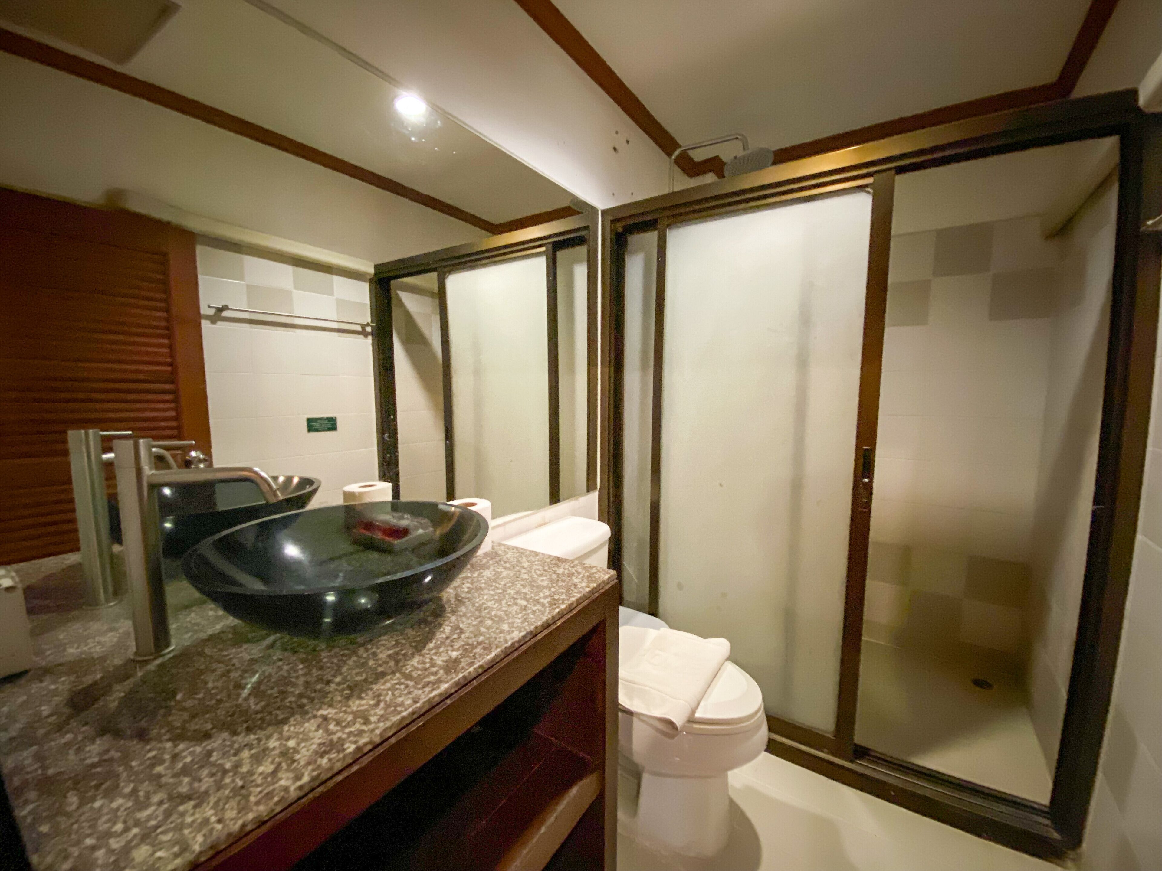 deluxe family | bathroom | shower, free toiletries, towels