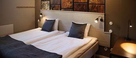 Individually decorated, individually furnished, desk, blackout drapes