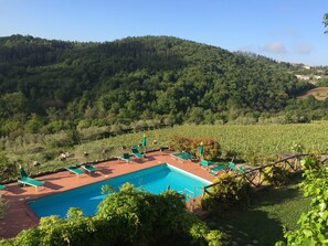 Outdoor pool, pool umbrellas, sun loungers - Relais Villa Casalta (Castellina in Chianti)