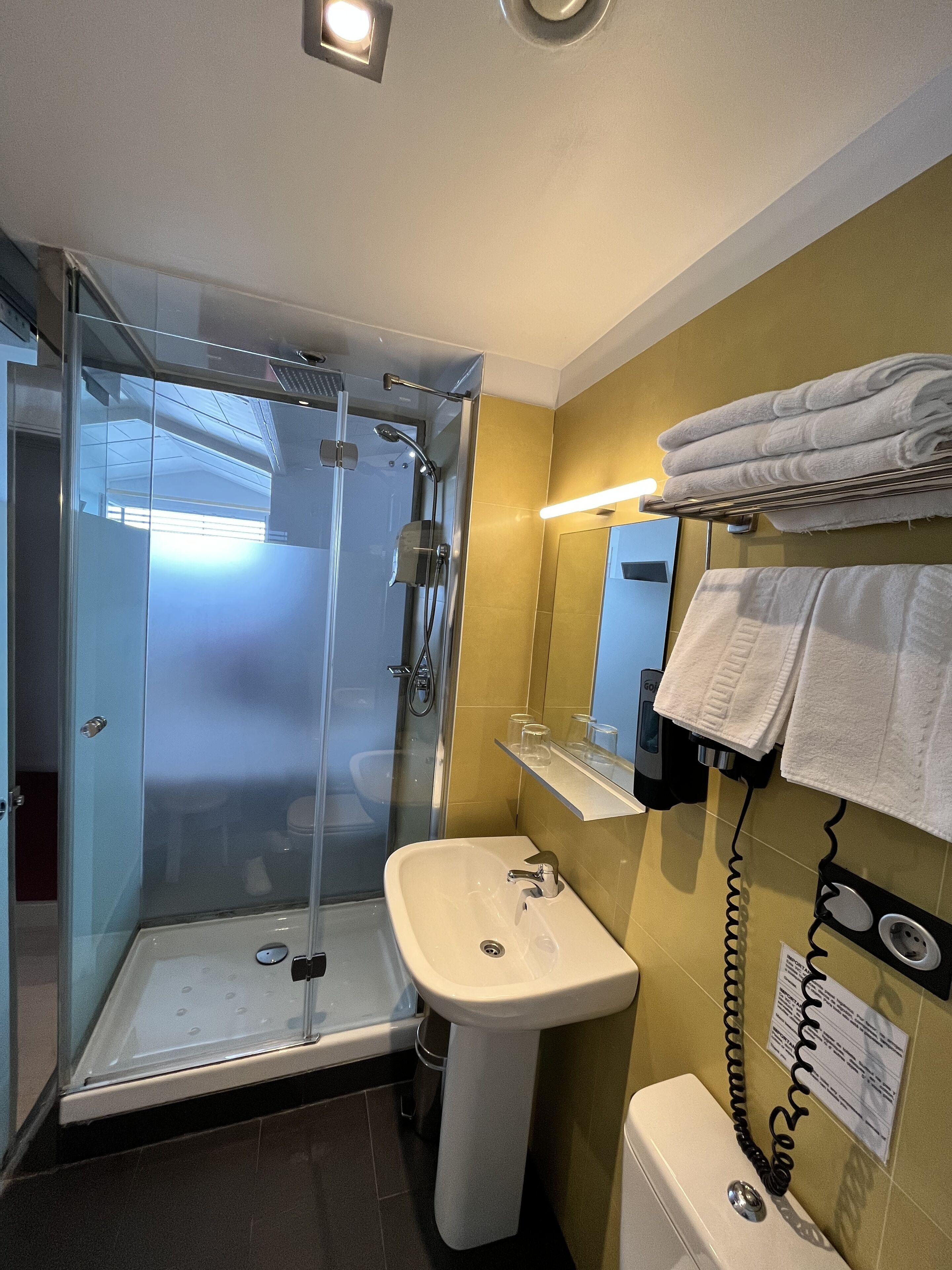 superior double room, sea view | bathroom | shower, free toiletries, hair dryer, towels