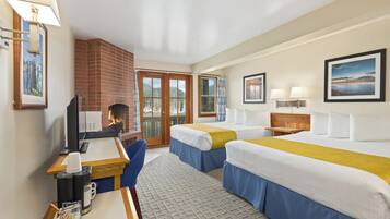 Two Queen Water View Fireplace Room | Blackout drapes, iron/ironing board, free WiFi, bed sheets