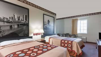 Room, 2 Double Beds, Non Smoking | Iron/ironing board, free WiFi, bed sheets